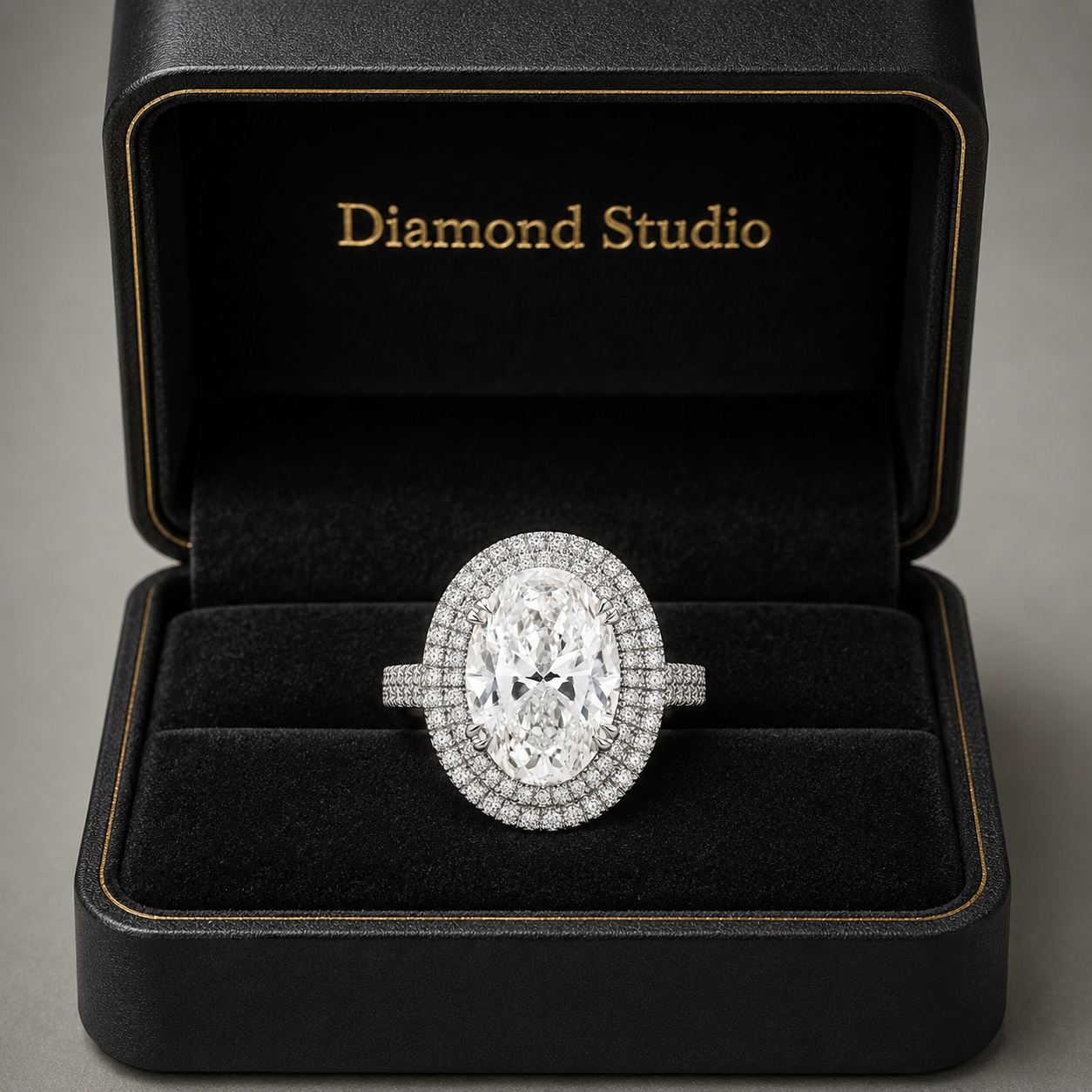 6.00 CT Oval Cut Lab-Grown Diamond Double Halo Engagement Ring in 14K White Gold – Antique Inspired Solitaire Design
