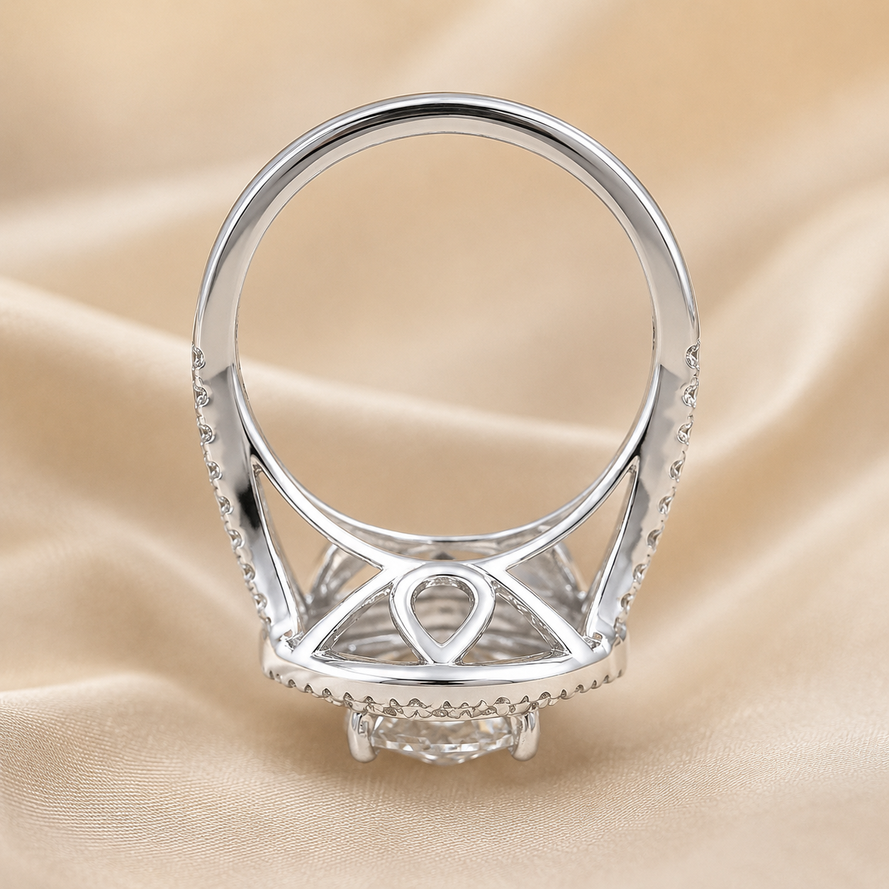 2.00 CT Pear Shaped Lab-Grown Diamond Double Halo Engagement Ring in 14K White Gold – Pavé Bridal Statement Design