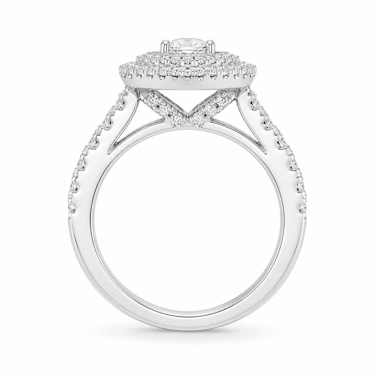 1.00 CT Marquise Cut Lab-Grown Diamond Double Halo Engagement Ring in 14K White Gold – Vintage Inspired Design