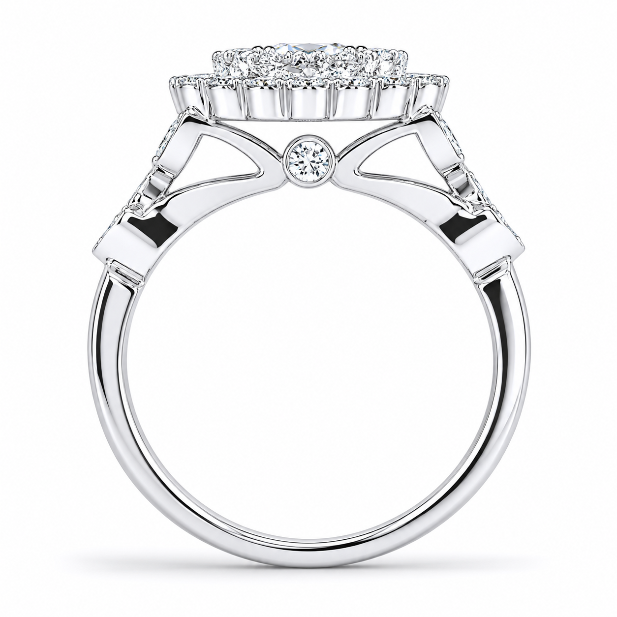 2.00 CT Round Cut Lab-Grown Diamond Double Halo Engagement Ring in 14K White Gold – Handmade Bridal Design