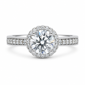 1.00 CT Round Cut Lab-Grown Diamond Double Halo Engagement Ring in 14K White Gold