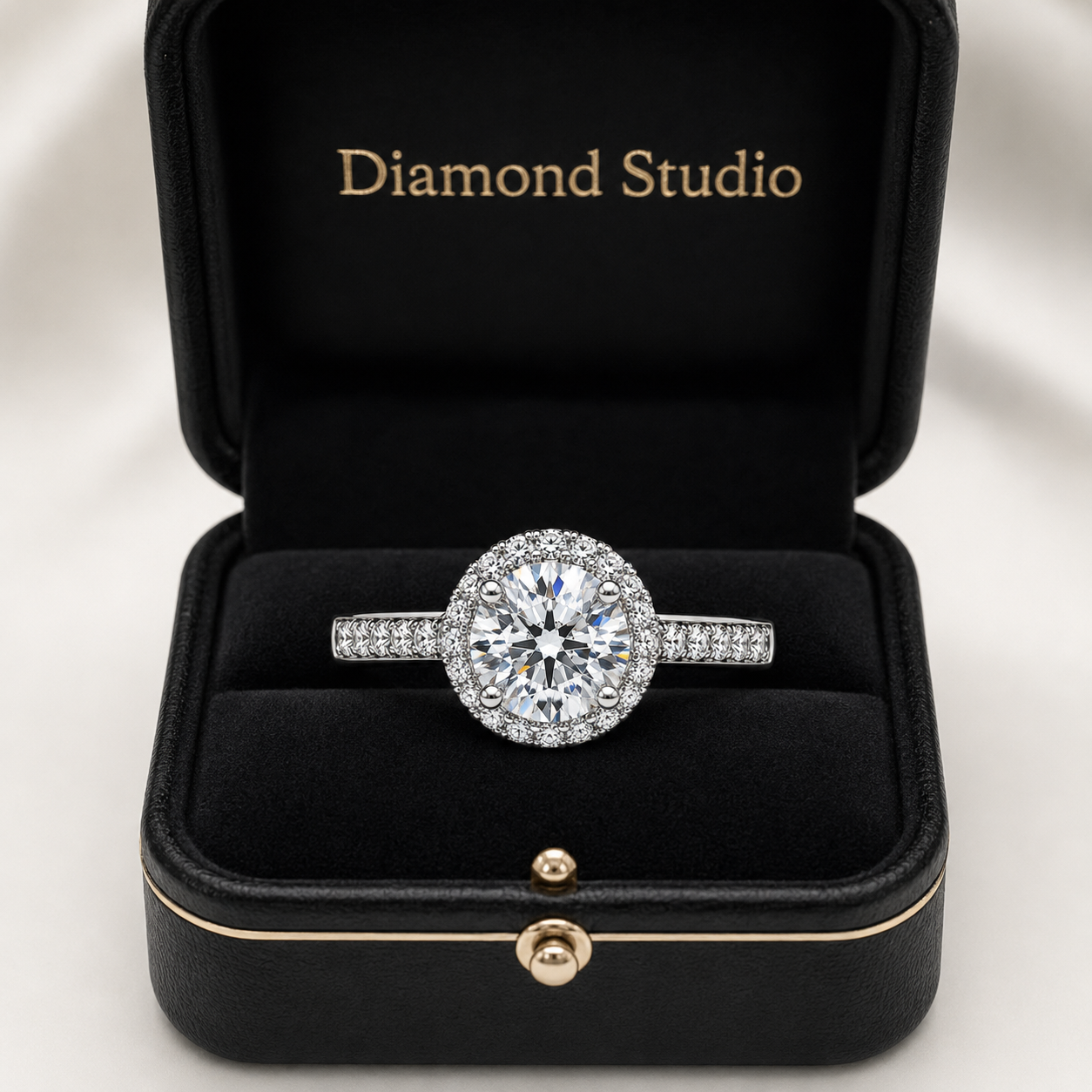 1.00 CT Round Cut Lab-Grown Diamond Double Halo Engagement Ring in 14K White Gold