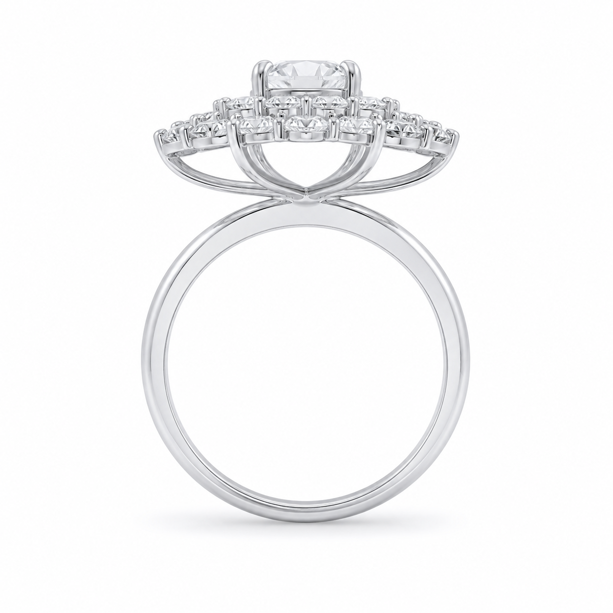 3.00 CT Pear Cut Lab-Grown Diamond Double Halo Engagement Ring in 14K White Gold
