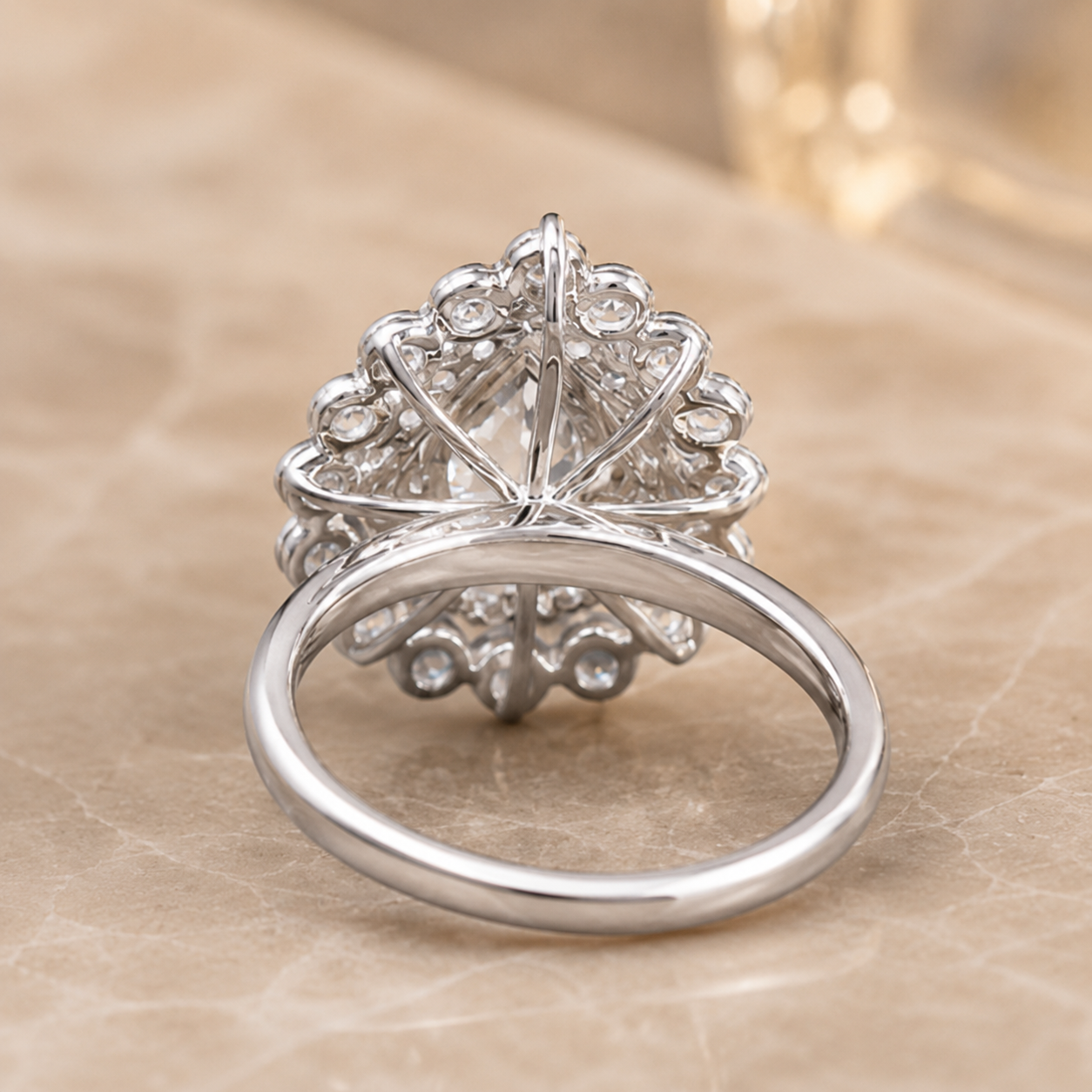 3.00 CT Pear Cut Lab-Grown Diamond Double Halo Engagement Ring in 14K White Gold