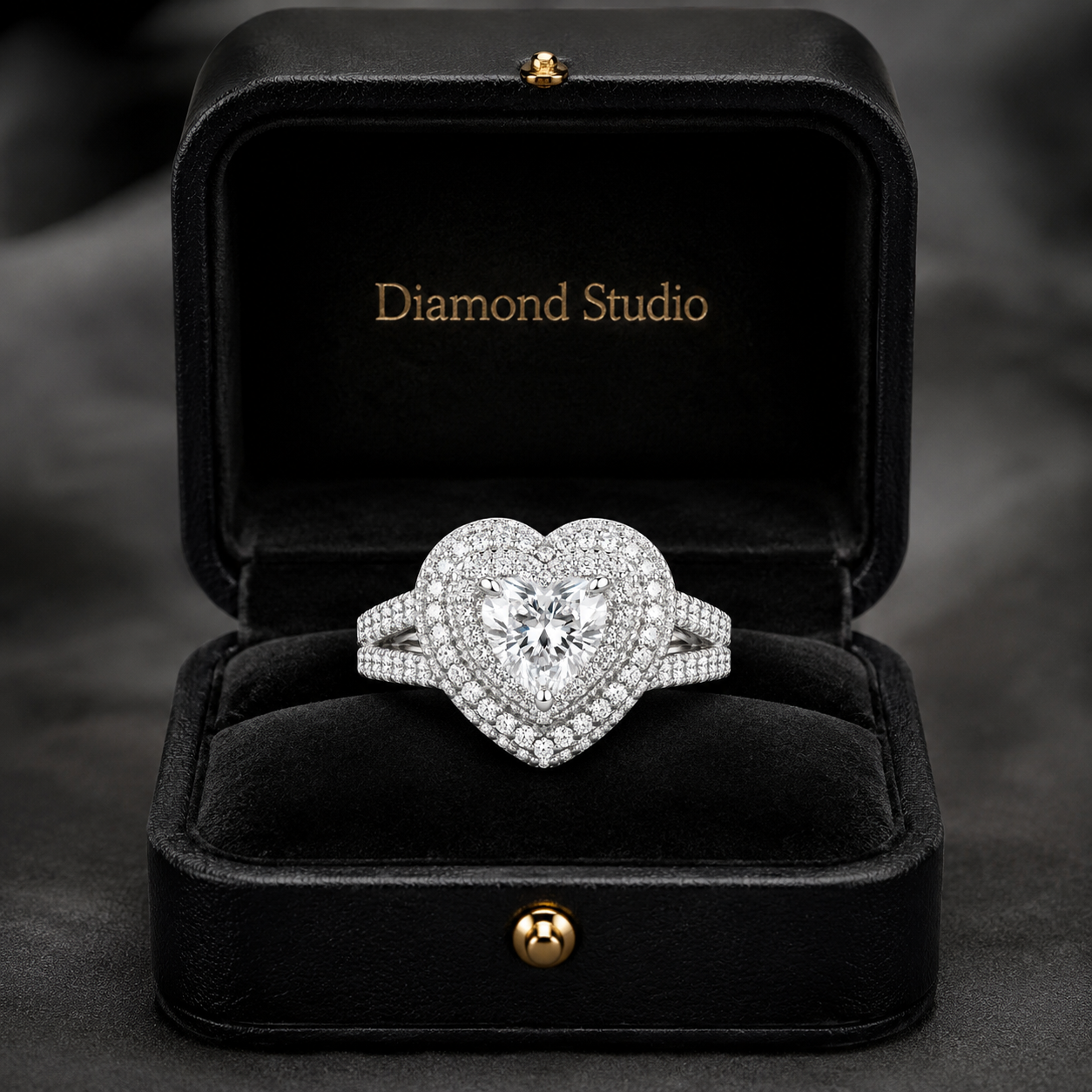 2.00 CT Heart Cut Lab-Grown Diamond Double Halo Engagement Ring in 14K White Gold – Infinity Promise Design