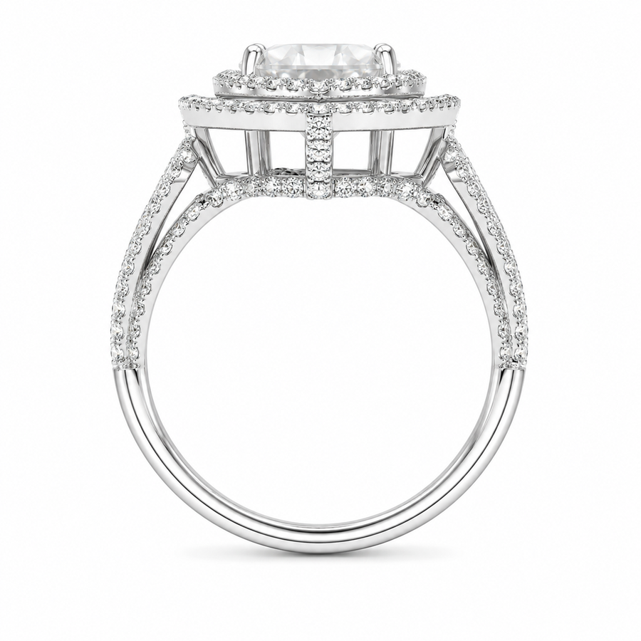 2.50 CT Heart Cut Lab-Grown Diamond Double Halo Engagement Ring in 14K White Gold – Luxury Statement Design
