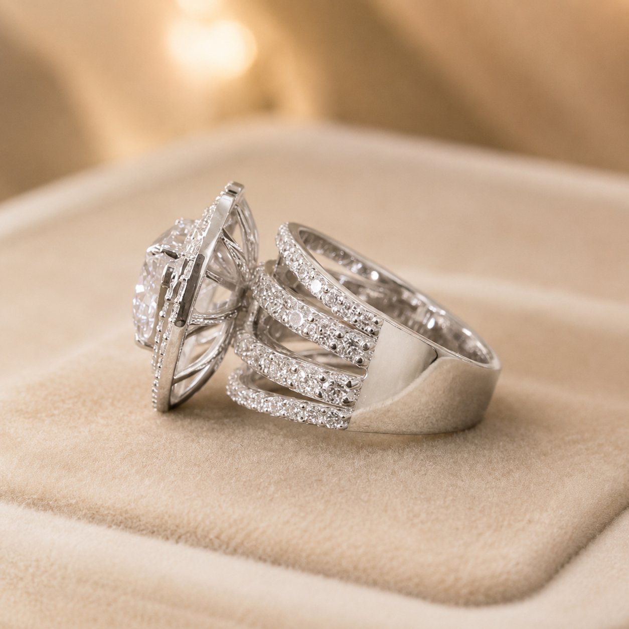 2.50 CT Heart Cut Lab-Grown Diamond Double Halo Engagement Ring in 14K White Gold – Luxury Statement Design