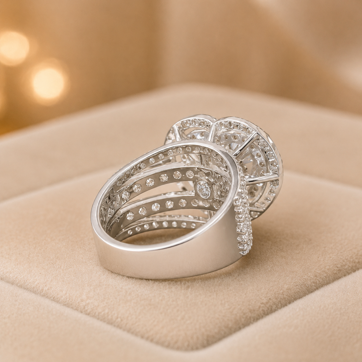 2.50 CT Heart Cut Lab-Grown Diamond Double Halo Engagement Ring in 14K White Gold – Luxury Statement Design