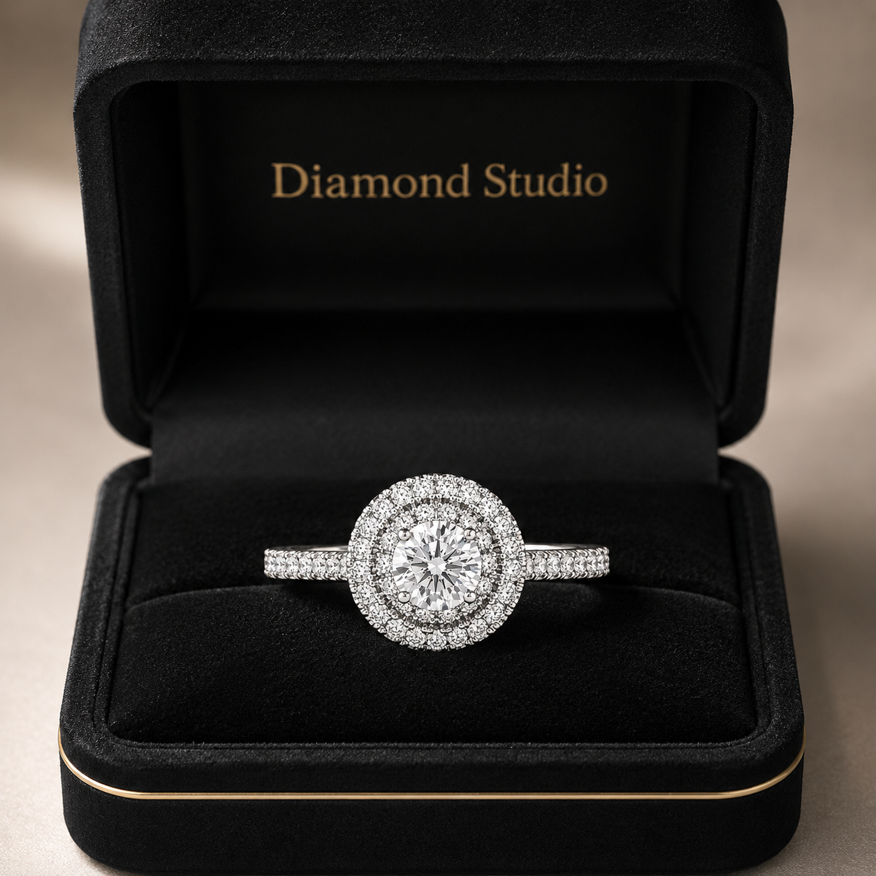 2.00 CT Round Brilliant Cut Lab-Grown Diamond Double Halo Engagement Ring in 14K White Gold – Accent Set Proposal Design