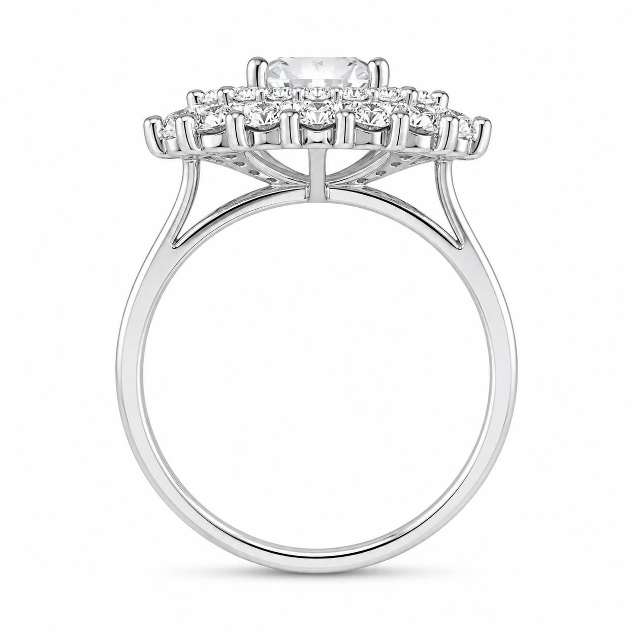 1.00 CT Round Lab-Grown Diamond Double Halo Engagement Ring in 14K White Gold