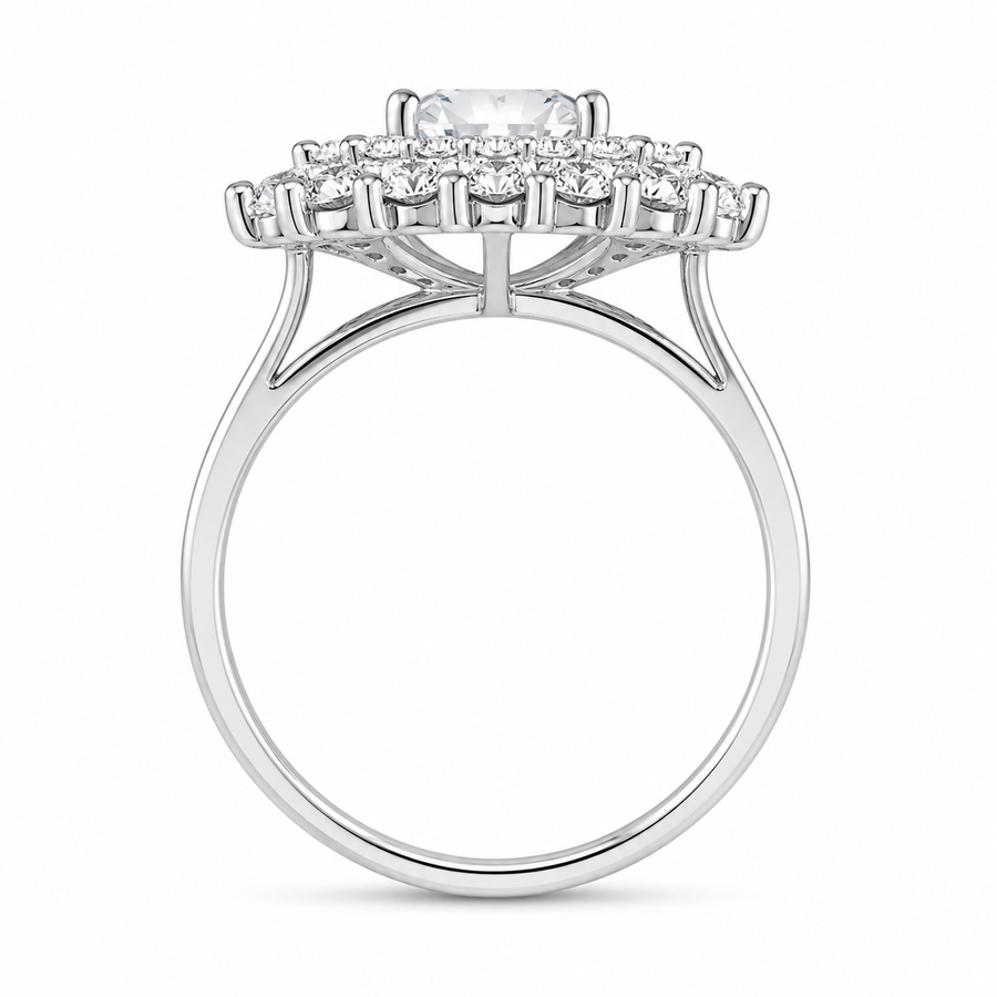 1.00 CT Round Lab-Grown Diamond Double Halo Engagement Ring in 14K White Gold