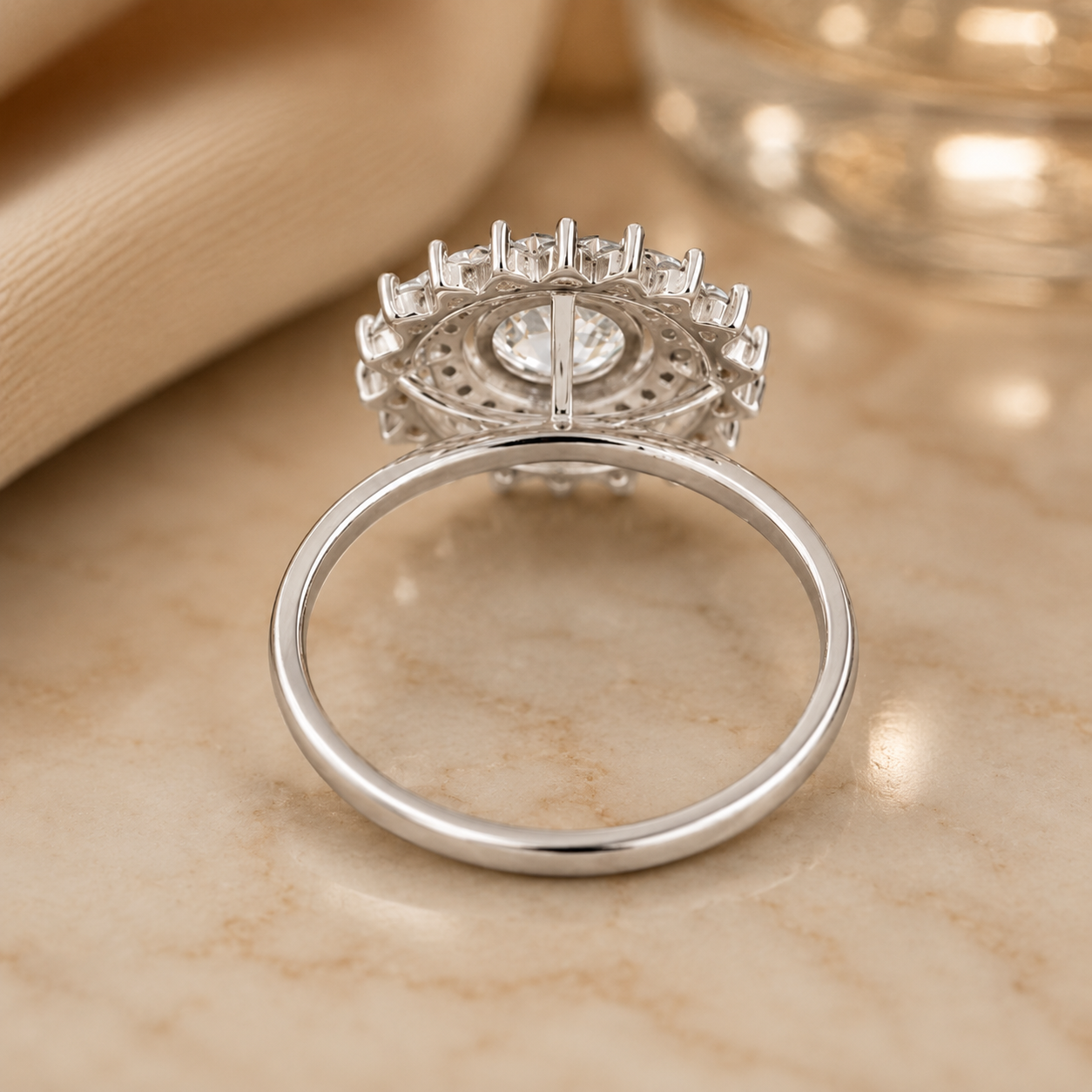 1.00 CT Round Lab-Grown Diamond Double Halo Engagement Ring in 14K White Gold