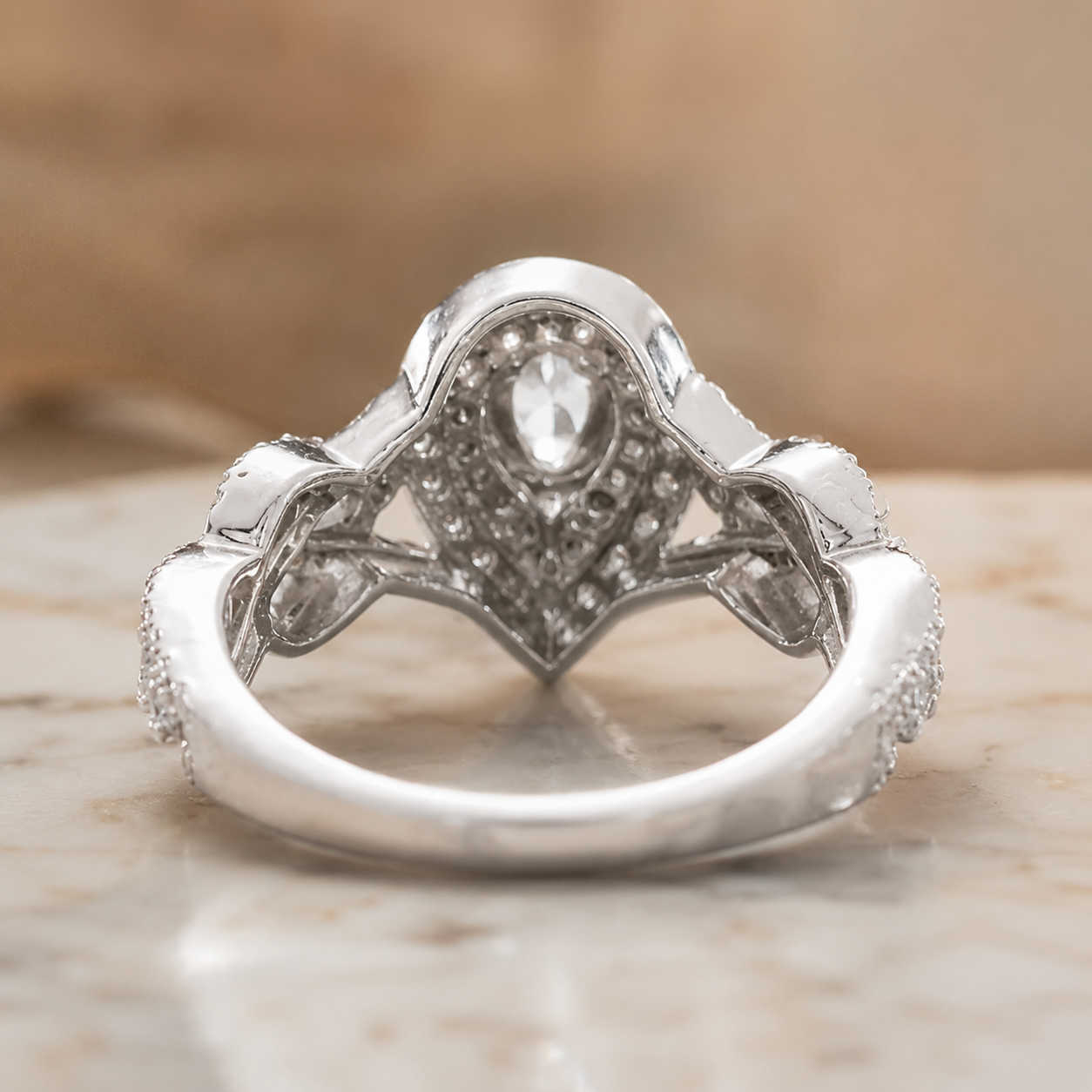 3.00 CT Pear Cut Lab-Grown Diamond Double Halo Engagement Ring in 14K White Gold
