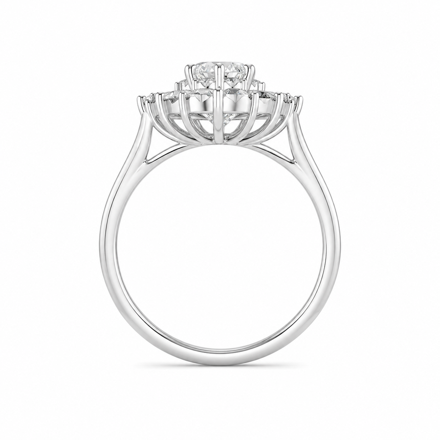2.50 CT Marquise Cut Lab-Grown Diamond Double Halo Engagement Ring in 14K White Gold – Statement Bridal Design