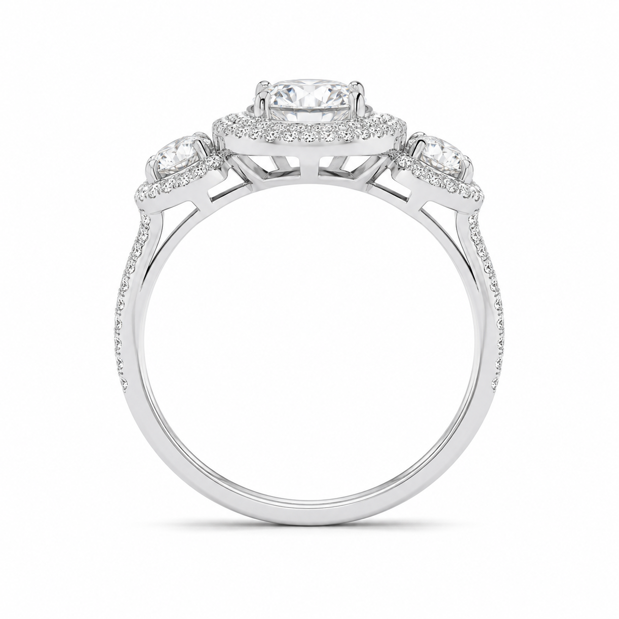 3.00 CT Pear Cut Lab-Grown Diamond Double Halo Engagement Ring in 14K White Gold