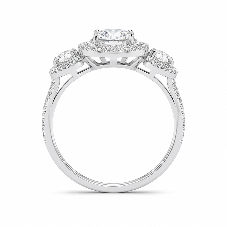 3.00 CT Pear Cut Lab-Grown Diamond Double Halo Engagement Ring in 14K White Gold