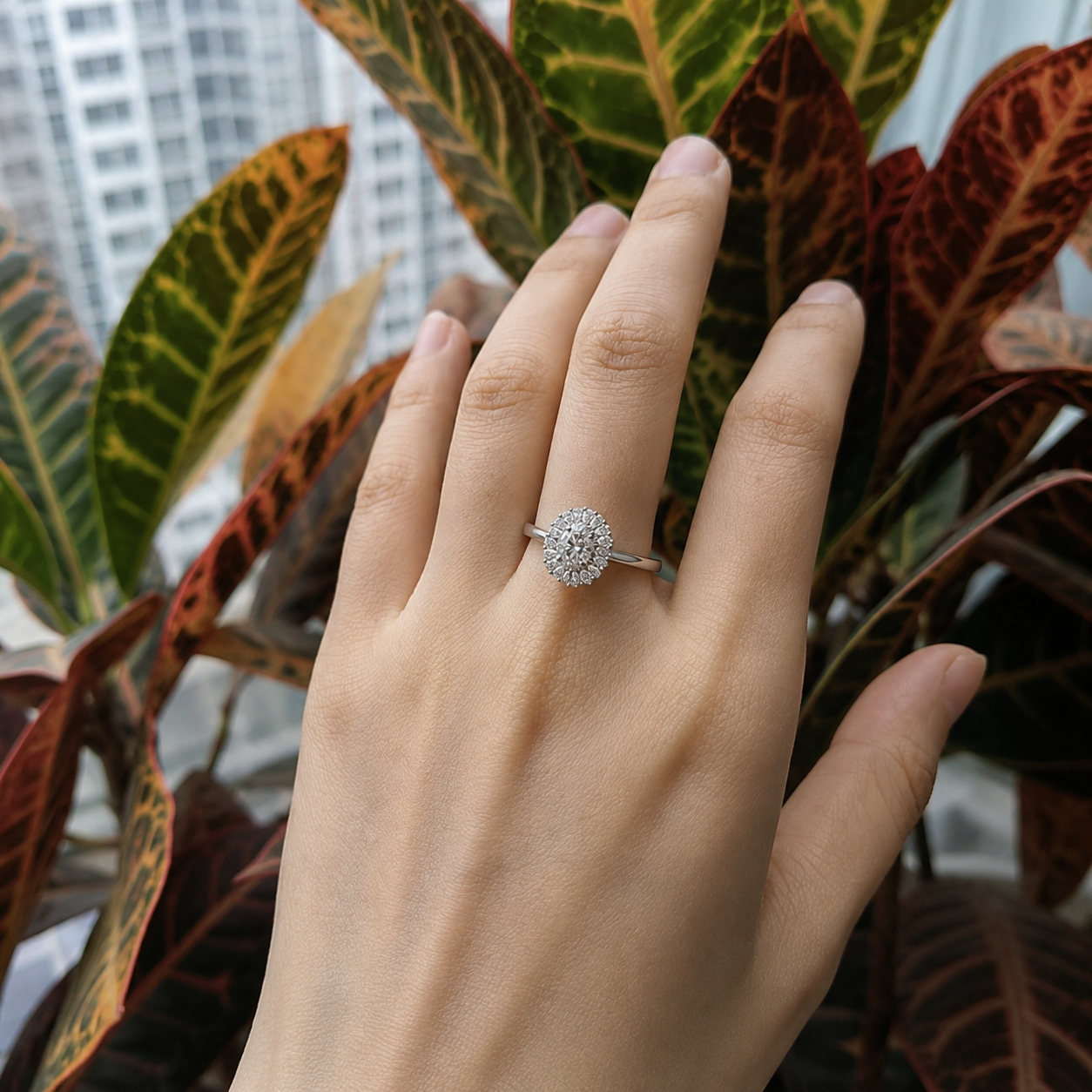 2.00 CT Oval Brilliant Cut Lab-Grown Diamond Double Halo Engagement Ring in 14K White Gold – Hidden Bridge Pear Halo Design