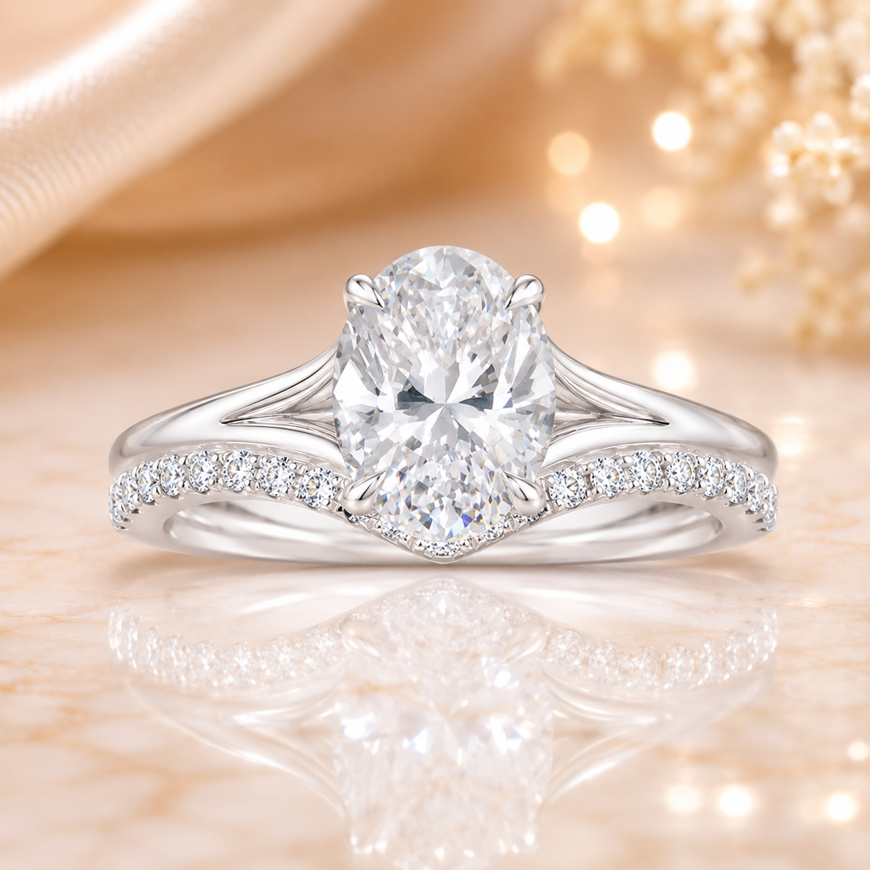 2.25 CT Reverie Lab-Grown Diamond 2PCS Bridal Set in 14K Yellow Gold – Flair Pavé Contemporary Wedding Ring Design