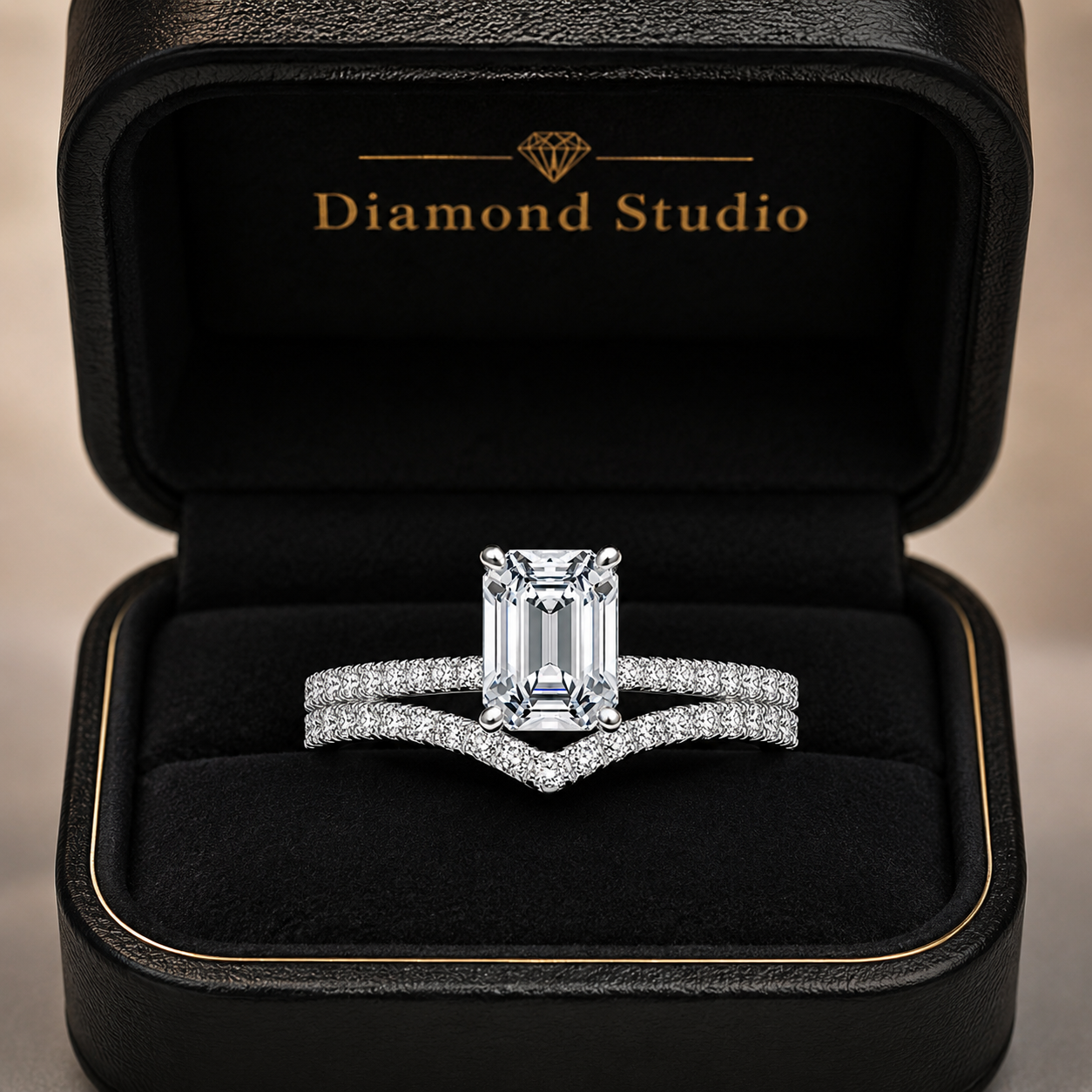 1.90 CT Ballad Lab-Grown Diamond 2PCS Bridal Set in 14K White Gold – Flair Scalloped Pavé Wedding Ring Design