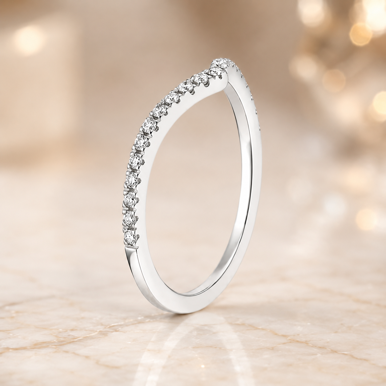 1.90 CT Ballad Lab-Grown Diamond 2PCS Bridal Set in 14K White Gold – Flair Scalloped Pavé Wedding Ring Design