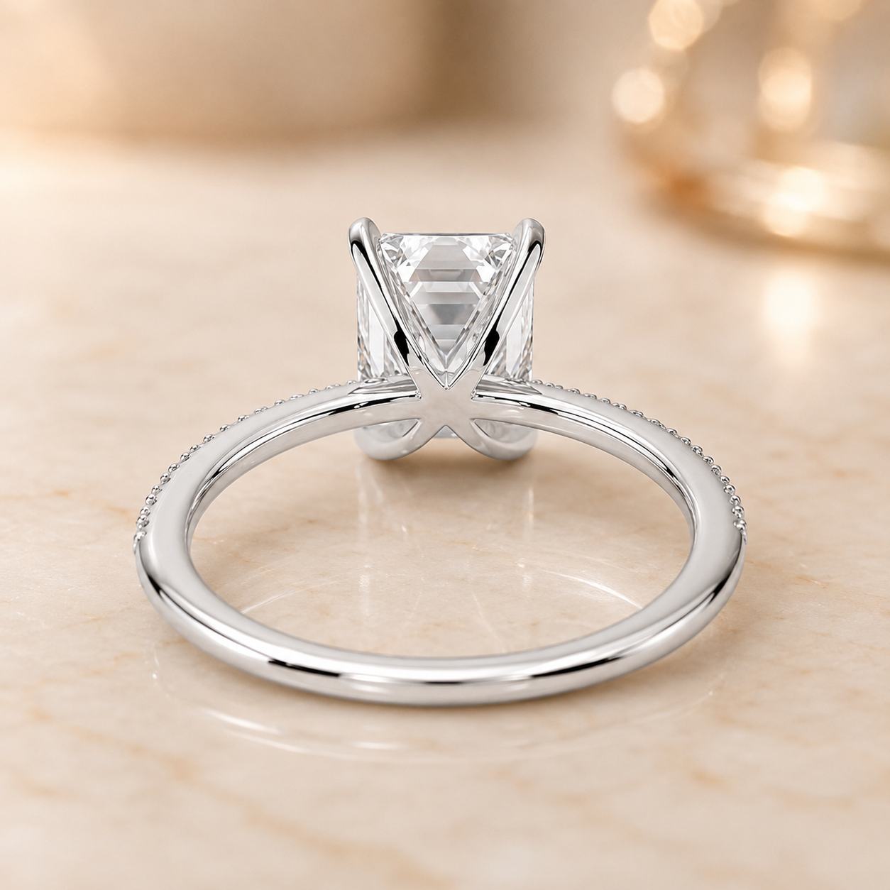 1.90 CT Ballad Lab-Grown Diamond 2PCS Bridal Set in 14K White Gold – Flair Scalloped Pavé Wedding Ring Design