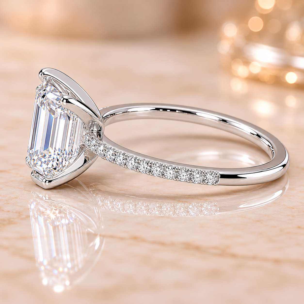 1.90 CT Ballad Lab-Grown Diamond 2PCS Bridal Set in 14K White Gold – Flair Scalloped Pavé Wedding Ring Design