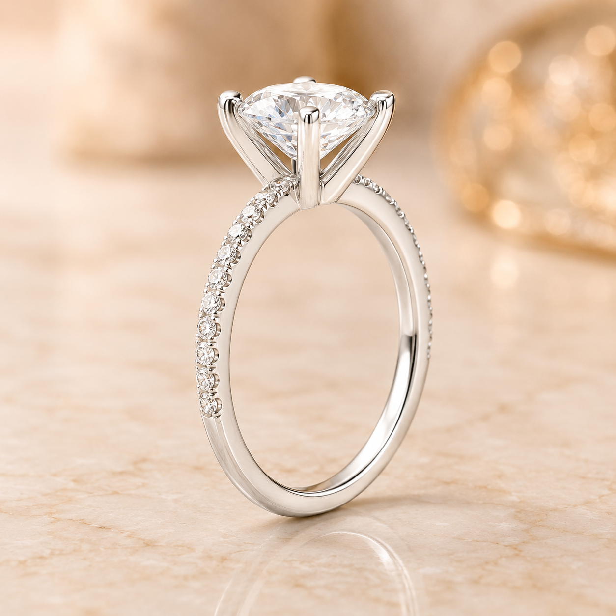 1.90 CT Ballad Lab-Grown Diamond 2PCS Bridal Set in 14K White Gold – Flair Scalloped Pavé Wedding Ring Design