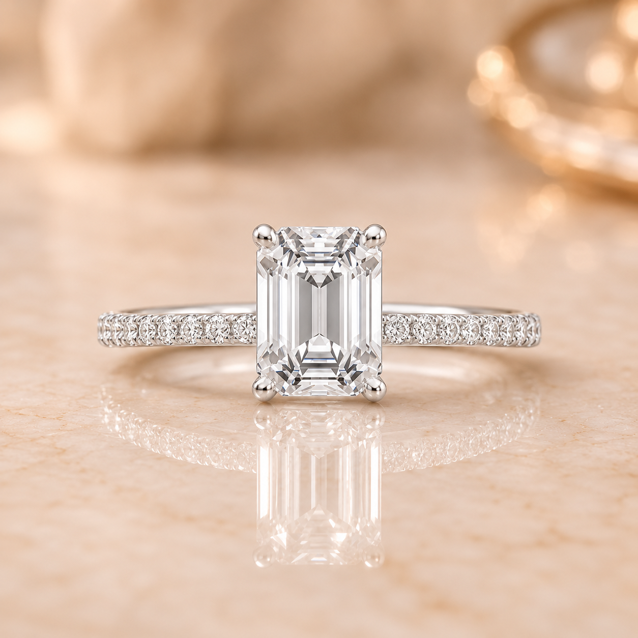 1.90 CT Ballad Lab-Grown Diamond 2PCS Bridal Set in 14K White Gold – Flair Scalloped Pavé Wedding Ring Design