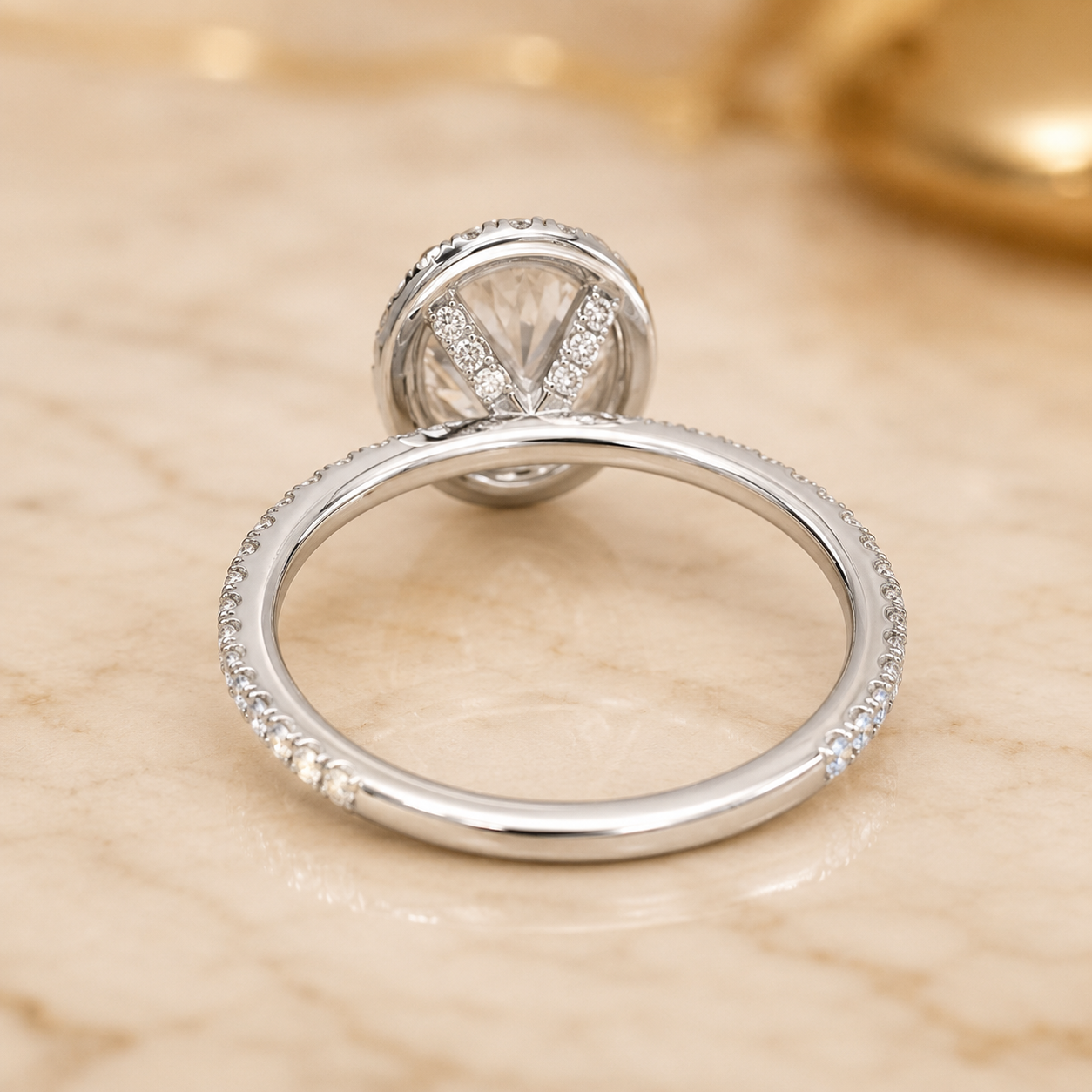 3.00 CT Waverly Lab-Grown Diamond 2PCS Halo Bridal Set in 14K White Gold – Micro Pavé Wedding Ring Design