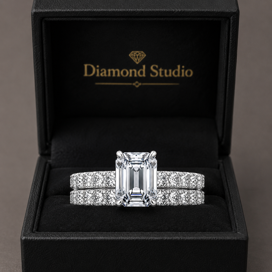 1.95 CT Anthology Lab-Grown Diamond 2PCS Bridal Set in 14K White Gold – French Pavé Wedding Ring Design