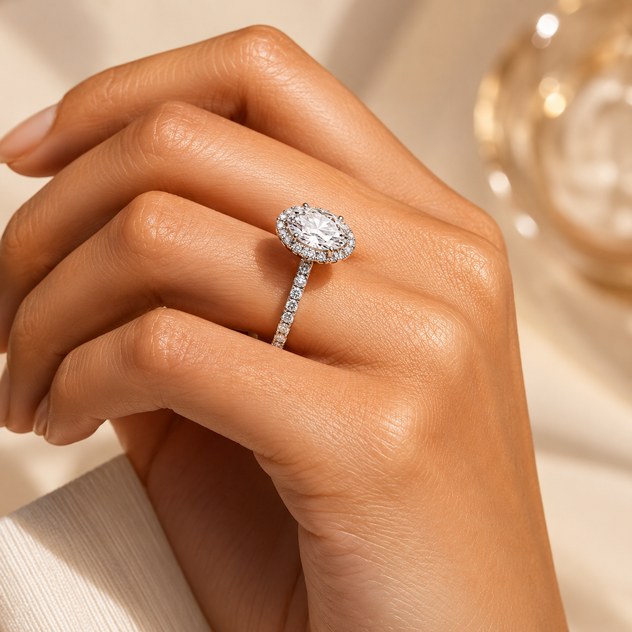 3.00 CT Waverly Lab-Grown Diamond 2PCS Halo Bridal Set in 14K White Gold – Micro Pavé Wedding Ring Design