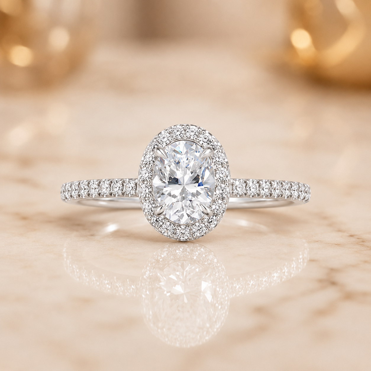 3.00 CT Waverly Lab-Grown Diamond 2PCS Halo Bridal Set in 14K White Gold – Micro Pavé Wedding Ring Design