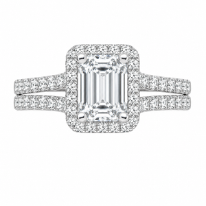 2.83 CT Joy Lab-Grown Diamond 2PCS Halo Bridal Set in 14K White Gold – Bliss Split Shank Pavé Wedding Ring Design