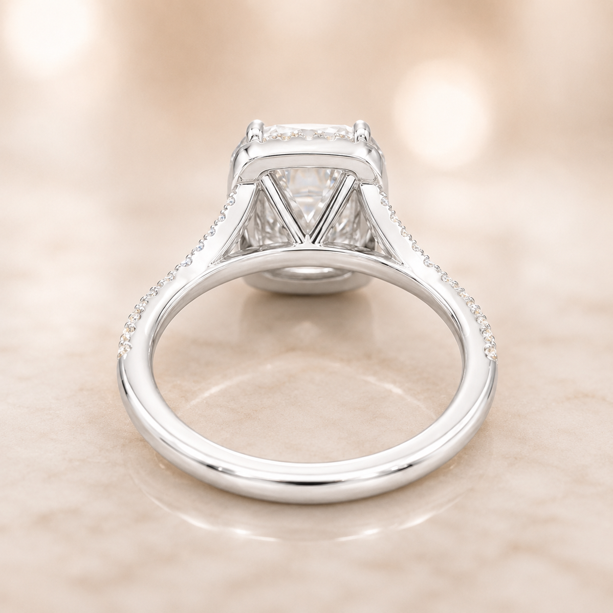 2.83 CT Joy Lab-Grown Diamond 2PCS Halo Bridal Set in 14K White Gold – Bliss Split Shank Pavé Wedding Ring Design