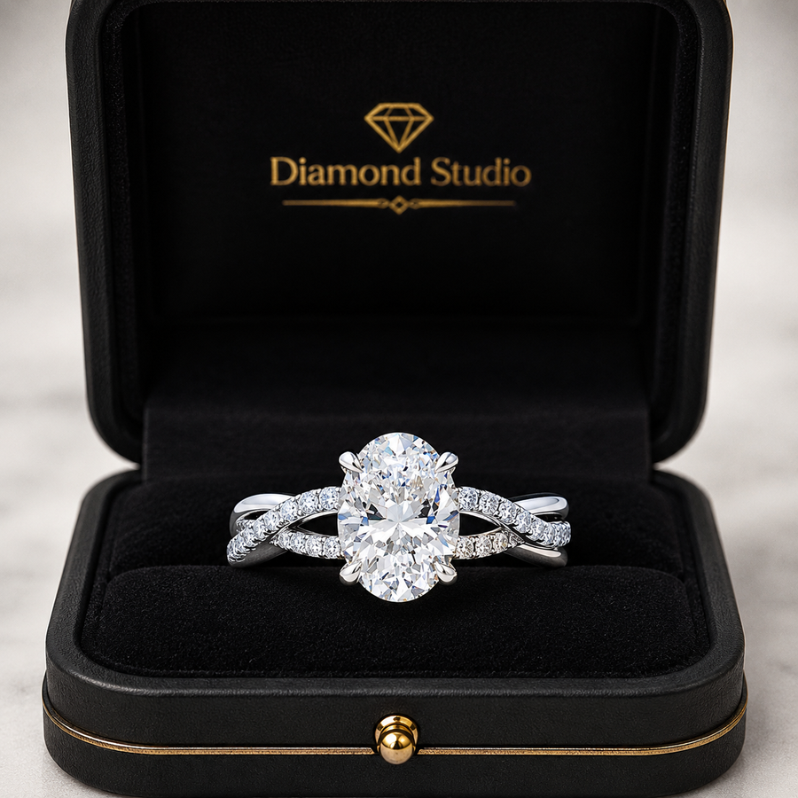 2.50 CT Petite Twisted Vine Lab-Grown Diamond 2PCS Bridal Set in 14K White Gold – Nature Inspired Matching Wedding Ring Design