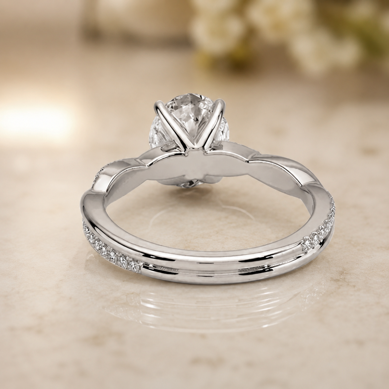 2.50 CT Petite Twisted Vine Lab-Grown Diamond 2PCS Bridal Set in 14K White Gold – Nature Inspired Matching Wedding Ring Design