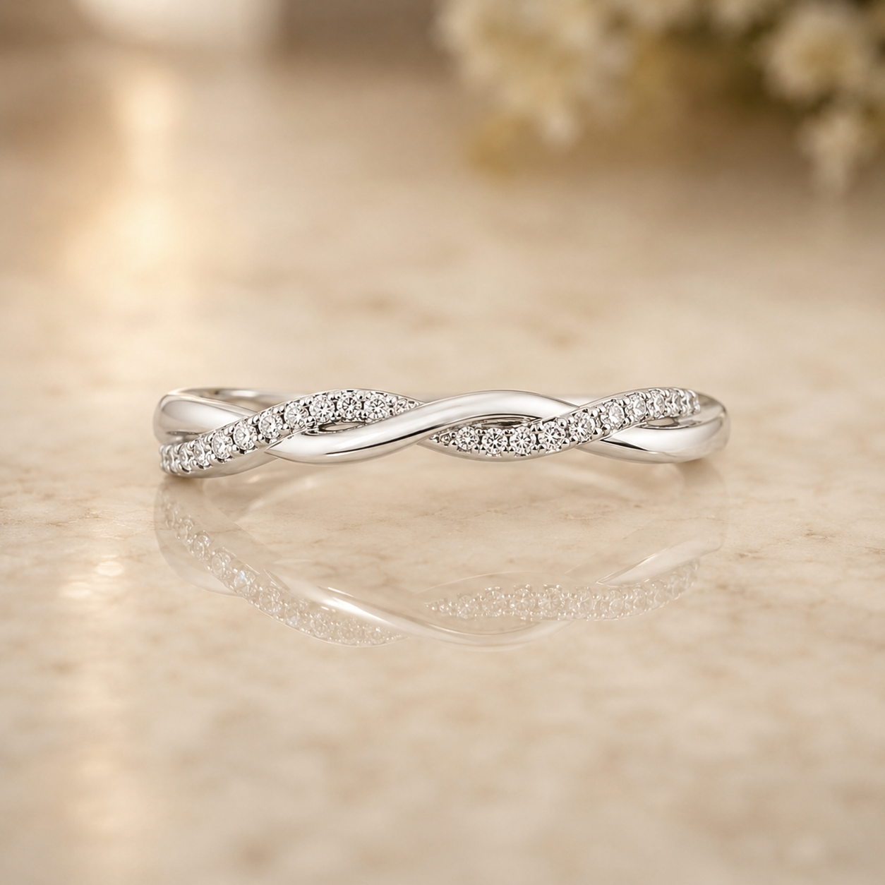 2.50 CT Petite Twisted Vine Lab-Grown Diamond 2PCS Bridal Set in 14K White Gold – Nature Inspired Matching Wedding Ring Design