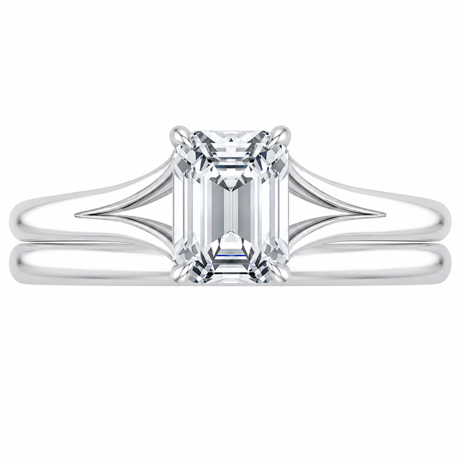 1.75 CT Reverie Lab-Grown Diamond 2PCS Bridal Set in 14K Yellow Gold – Contemporary Ribbon Solitaire Wedding Design