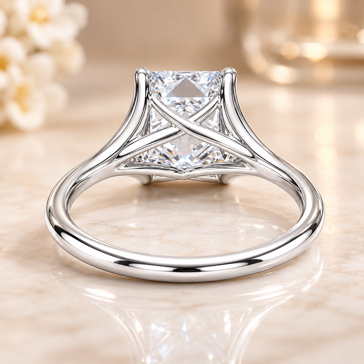 1.75 CT Reverie Lab-Grown Diamond 2PCS Bridal Set in 14K Yellow Gold – Contemporary Ribbon Solitaire Wedding Design
