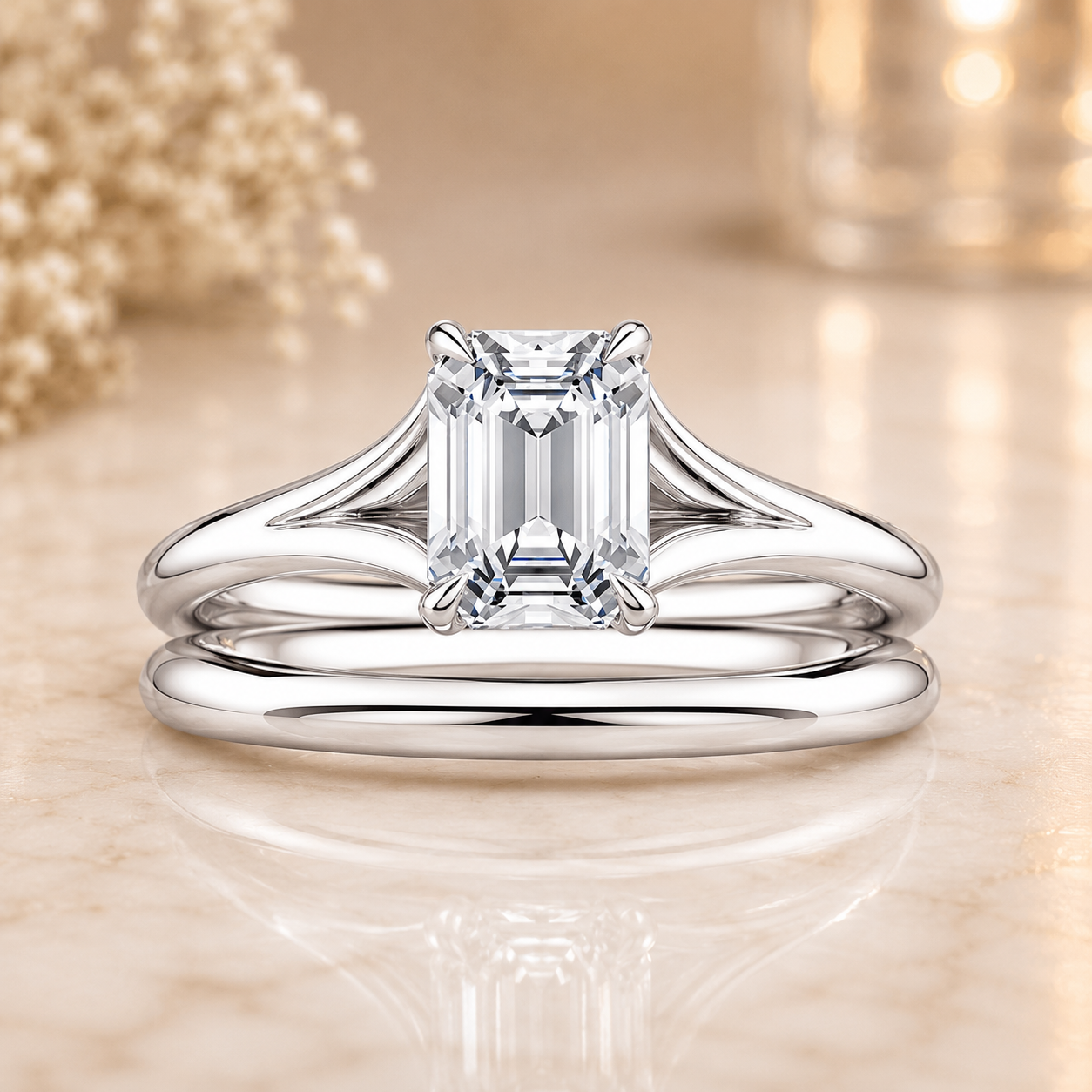 1.75 CT Reverie Lab-Grown Diamond 2PCS Bridal Set in 14K Yellow Gold – Contemporary Ribbon Solitaire Wedding Design
