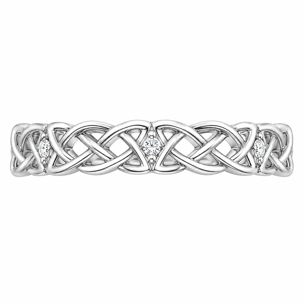 2.15 CT Entwined Celtic Love Knot Lab-Grown Diamond 2PCS Bridal Set in 14K White Gold – Everlasting Knot Wedding Ring Design