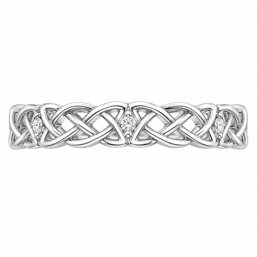 2.15 CT Entwined Celtic Love Knot Lab-Grown Diamond 2PCS Bridal Set in 14K White Gold – Everlasting Knot Wedding Ring Design