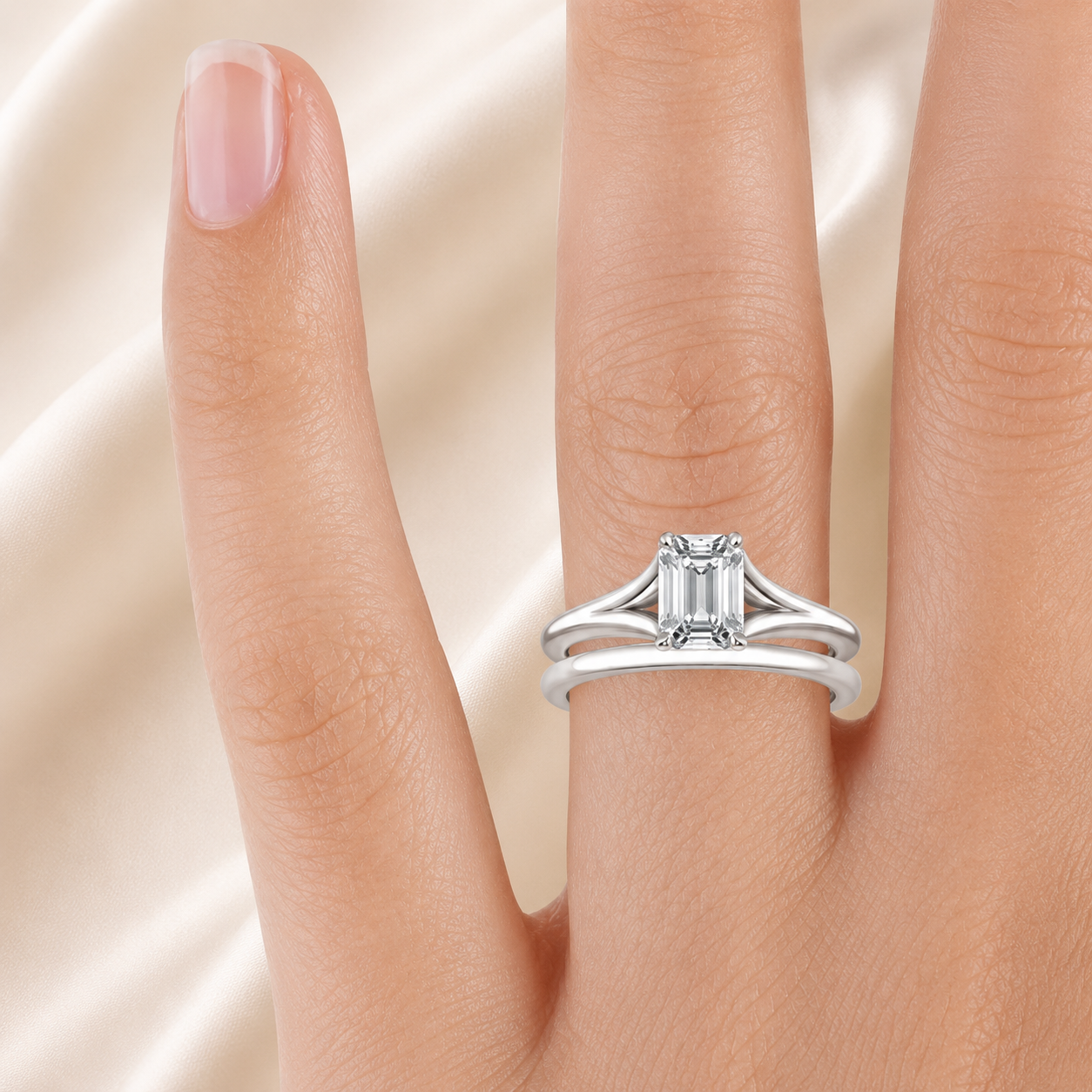 1.75 CT Reverie Lab-Grown Diamond 2PCS Bridal Set in 14K Yellow Gold – Contemporary Ribbon Solitaire Wedding Design