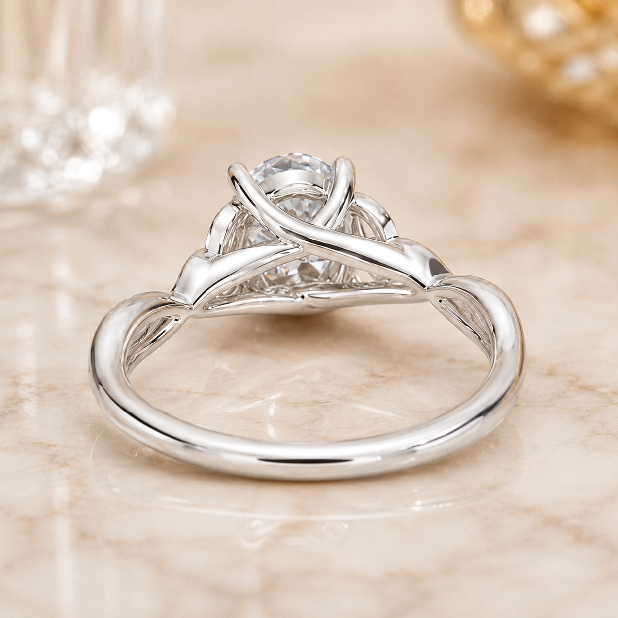 2.15 CT Entwined Celtic Love Knot Lab-Grown Diamond 2PCS Bridal Set in 14K White Gold – Everlasting Knot Wedding Ring Design
