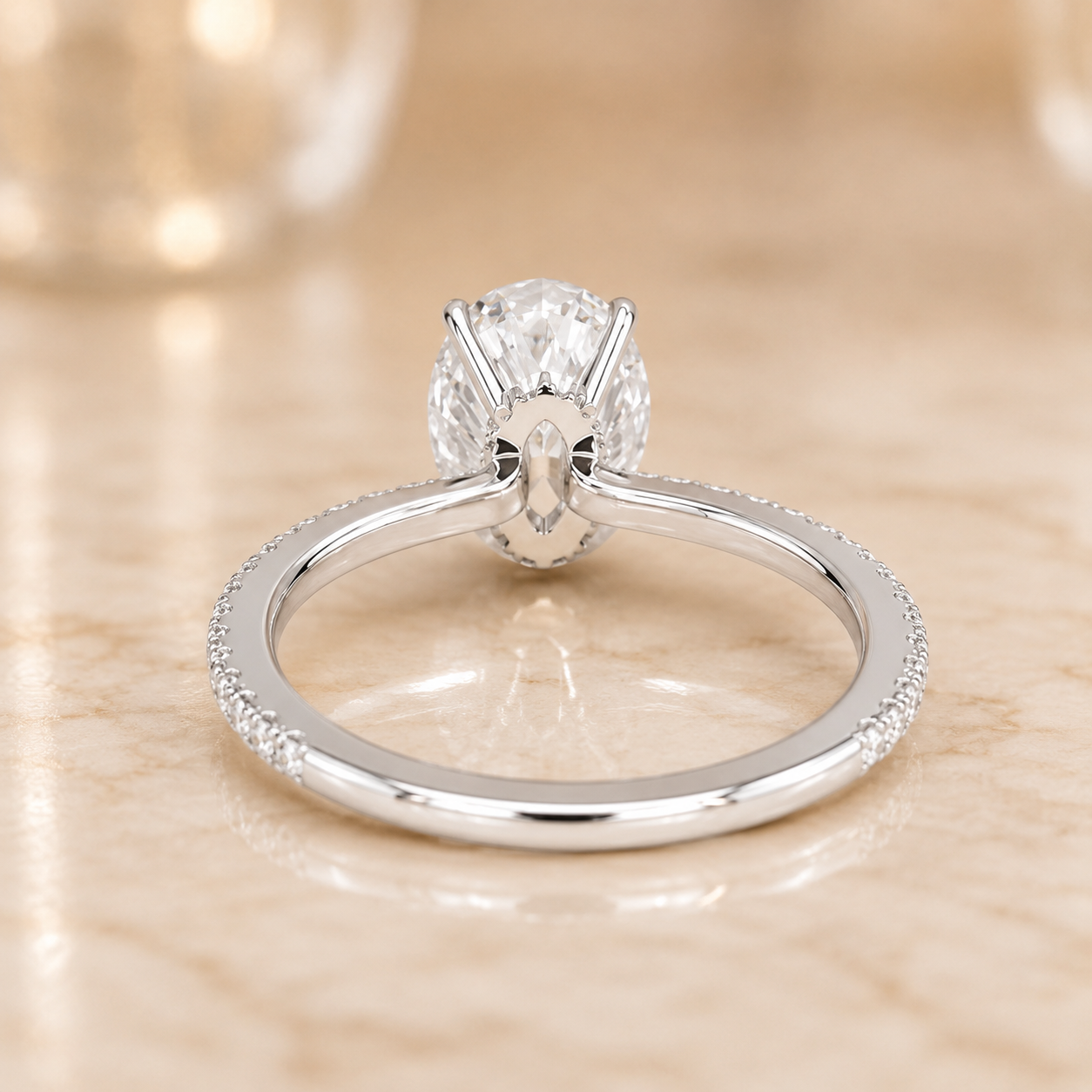 1.50 CT Demi Oval Lab-Grown Diamond 2PCS Hidden Halo Bridal Set in 14K White Gold – Luxe Ballad Solitaire Wedding Design