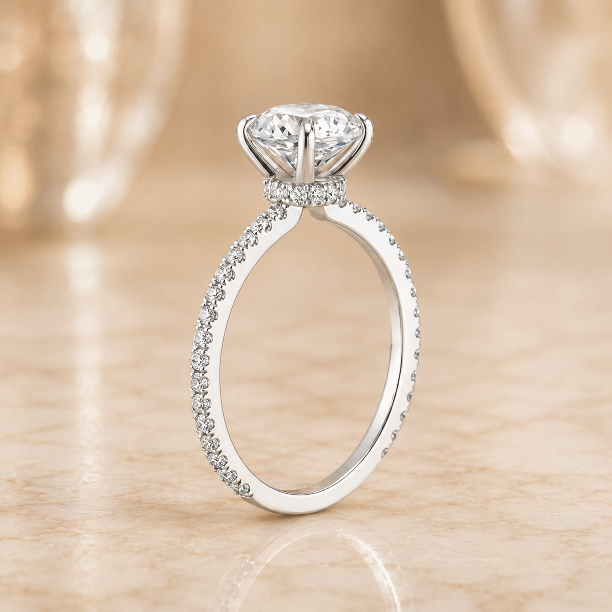 1.50 CT Demi Oval Lab-Grown Diamond 2PCS Hidden Halo Bridal Set in 14K White Gold – Luxe Ballad Solitaire Wedding Design