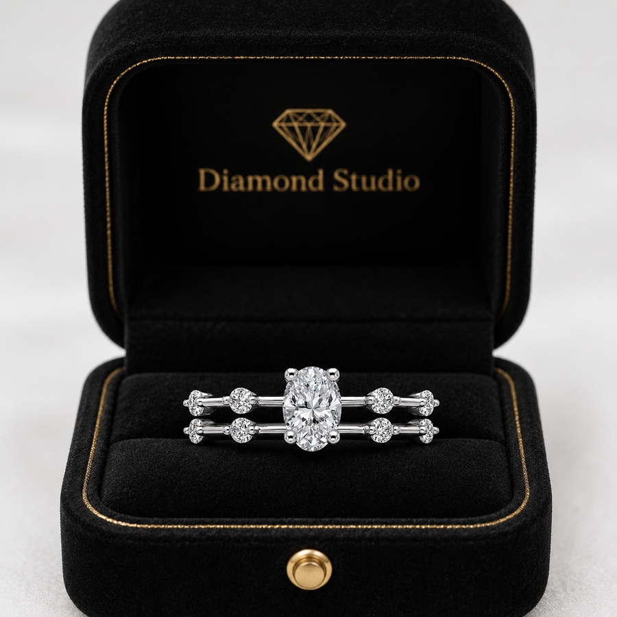2.00 CT Aimee Lab-Grown Diamond 2PCS Bridal Set in 14K Yellow Gold – Ultra-Thin Modern Wedding Ring Design