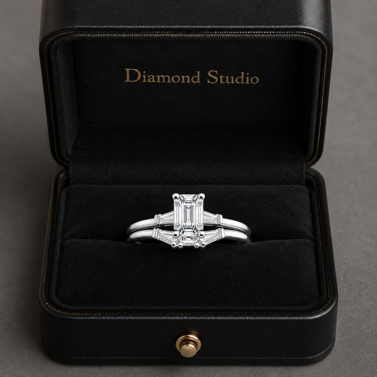 2.30 CT Tapered Baguette Lab-Grown Diamond 2PCS Bridal Set in 14K White Gold – Bar-Set Elegant Wedding Ring Design