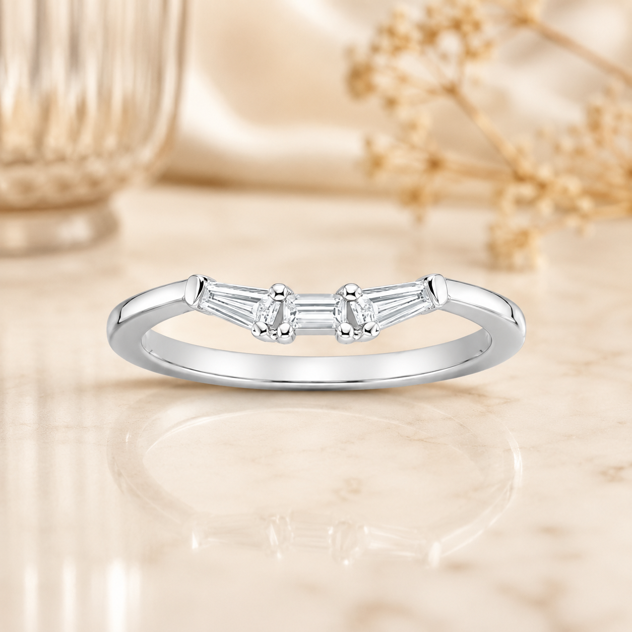 2.30 CT Tapered Baguette Lab-Grown Diamond 2PCS Bridal Set in 14K White Gold – Bar-Set Elegant Wedding Ring Design
