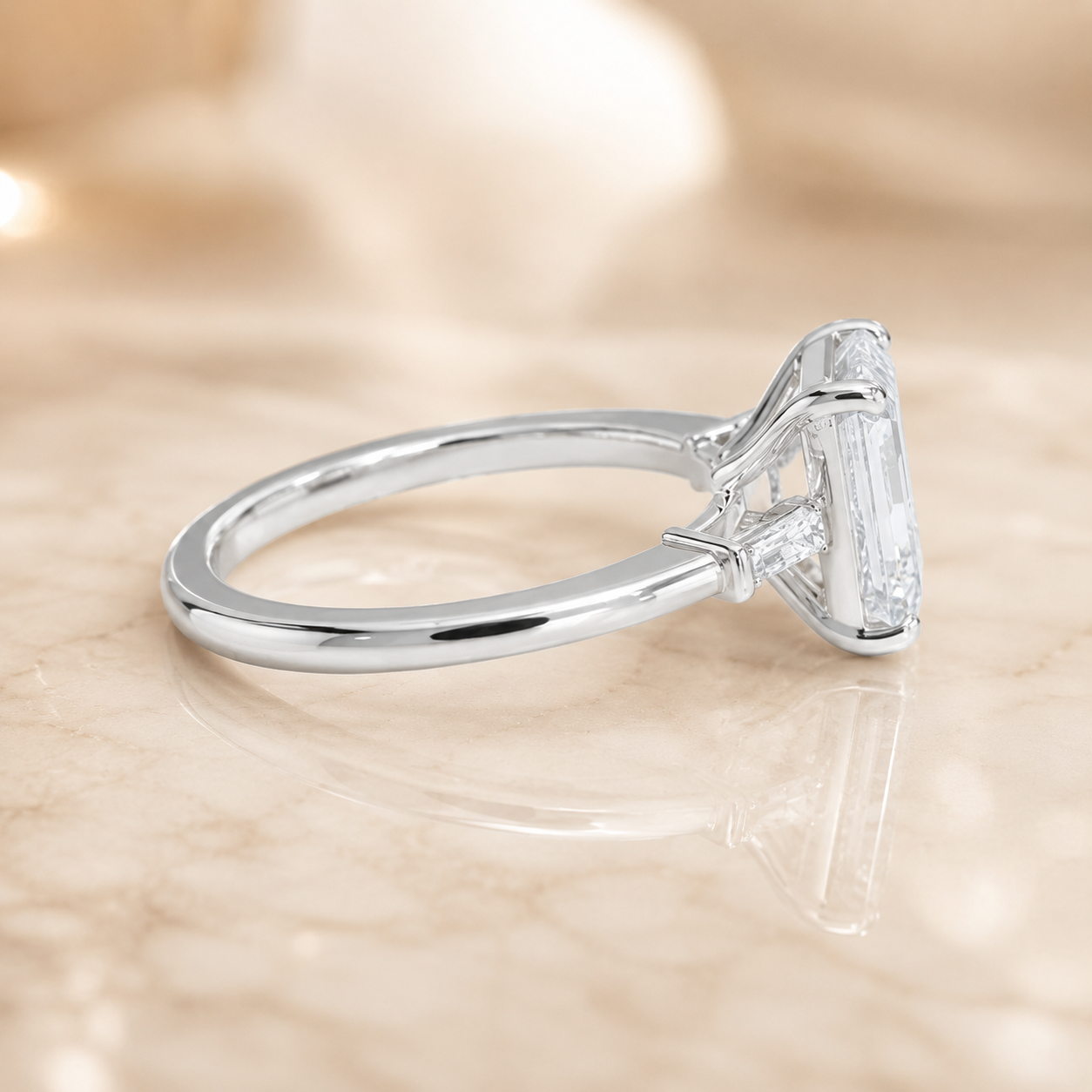 2.30 CT Tapered Baguette Lab-Grown Diamond 2PCS Bridal Set in 14K White Gold – Bar-Set Elegant Wedding Ring Design